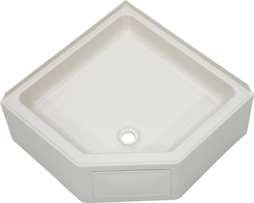 Lippert Replacement Corner Shower Pan with Center Drain for RVs, Travel Trailers, 5th Wheels and Motorhomes Parchment