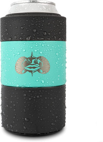 Toadfish Can Cooler - Non-Tipping Suction Cup Can Cooler - Double Wall Vacuum Insulation Insulated Can Cooler Designed to Stay Upright and Not Spill - Stainless Steel Construction Teal