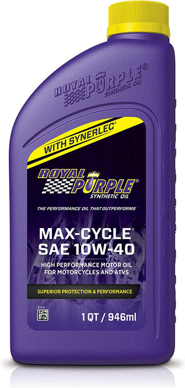 Royal Purple 01315 Max Cycle 10W-40 High Performance Synthetic Motorcycle Oil, 1 Quart Bottle 1 Quart (32 Ounces)