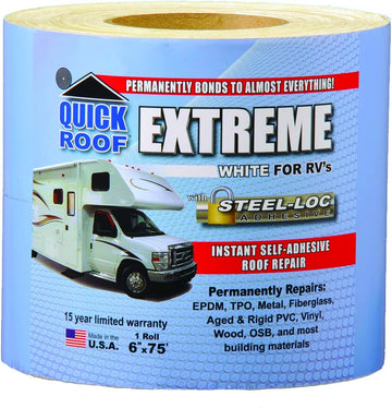 Cofair UBE675 Quick Roof Extreme with Steel-Loc Adhesive, White for RVs - 6" x 75'