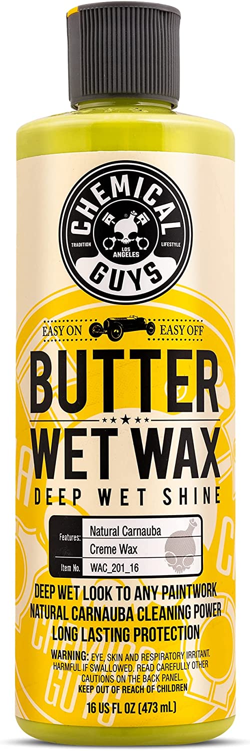 Chemical Guys WAC_201_16 Butter Wet Wax Liquid Cream Car Wax (Safe for all Finishes Including Ceramic Coatings), 16 oz, Banana Scent