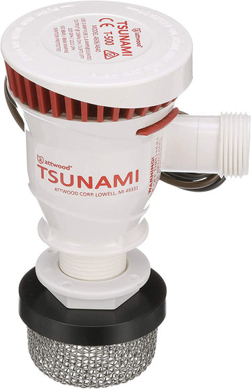 Attwood 4253-7 T-500 Tsunami Recirq Aerator Kit, for Livewell Water, 500 GPH, Aerator Spray Head, Stainless Steel Strainer