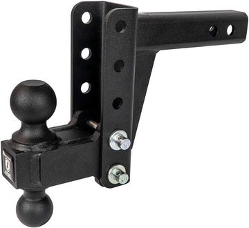 Bulletproof Hitches™ 2.0" Adjustable Medium Duty (14,000lb Rating) 4" Drop/Rise Trailer Hitch with 2" and 2 5/16" Dual Ball (Black Textured Powder Coat)