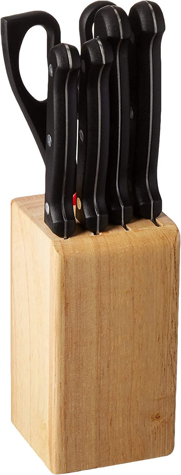 Rubberwood Block 6 Piece Knife Set, Multicolor (70UC45012)