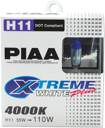 PIAA 15211 H11 Style Xtreme White 55=110-Watt Bulb - Twin Pack