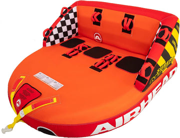 SportsStuff Super Mable | 1-3 Rider Towable Tube for Boating, Orange, Red, Yellow