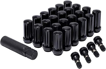 Pro Comp Wheels 16144B Lug Nut Kit 14 x 1.5 HT Spline 6 Lug Kit w/Valve Stem Black Lug Nut Kit