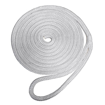 Robline Premium Nylon Double Braid Dock Line - 3/8" x 15' - White
