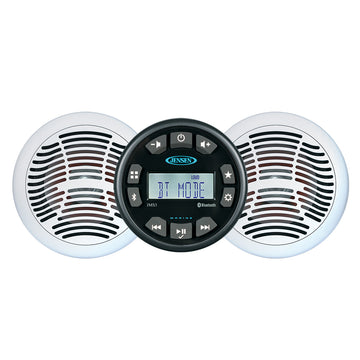 JENSEN JMS3SSPKG Marine Entertainment System w/AM/FM/USB Bluetooth Stereo & Pair AMS620W Speakers