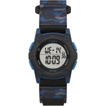 Timex Kid's Digital 35mm Watch - Blue Camo w/Fastwrap Strap
