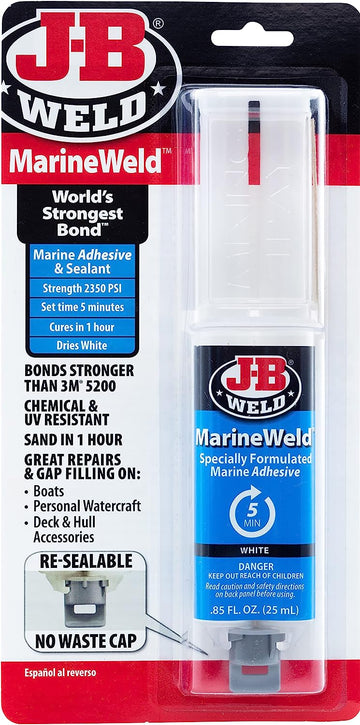 J-B Weld 50172 MarineWeld Marine Adhesive Epoxy Syringe - Dries White - 25ml 25 Milliliter