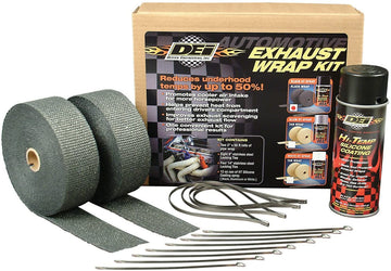 Design Engineering 010110 Exhaust/Header Wrap Kit with Hi-Temp Silicone Coating Spray, Black Black Spray