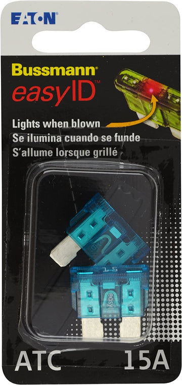Bussmann BP/ATC-15ID easyID Illuminating Blade Fuse, (Pack of 2)