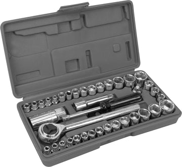 Performance Tool W1173 SAE/Metric 40-Piece SAE and Metric Socket Set, 1/4 inch & 3/8 inch Drive 40pc Socket Set