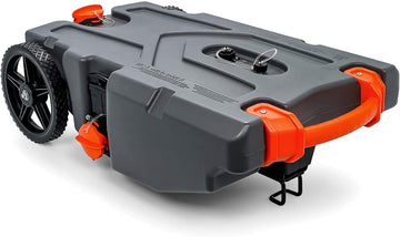 Camco Rhino Heavy Duty 28 Gallon Portable RV Waste Holding Tank with Hose and Accessories Durable Leak Free and Odorless Rv Tote Tank (39004) 28 Gallon Tote Tank