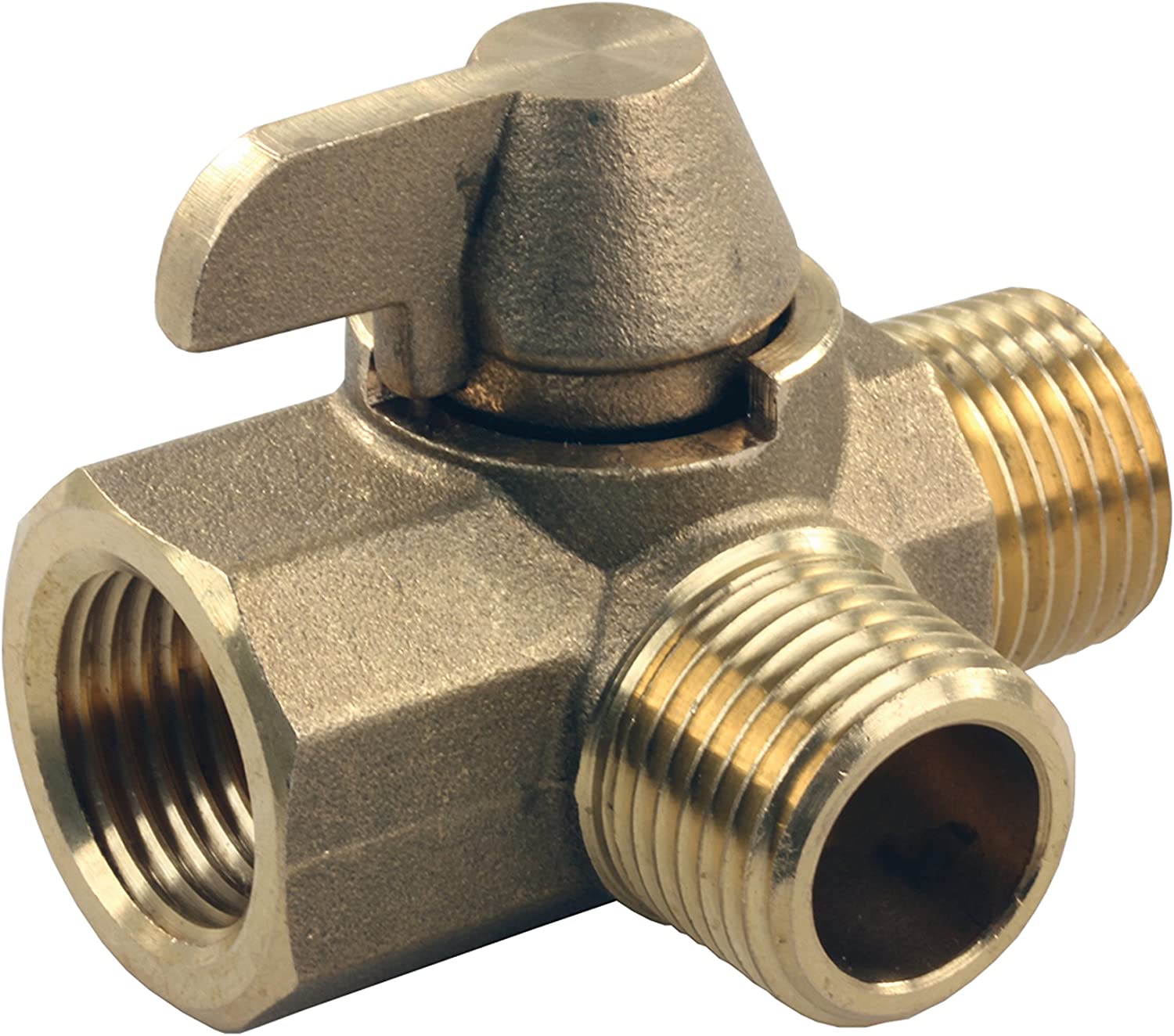 JR Products 62245 3-Way Brass Diverter Valve - 1/2" MPT x 1/2" MPT x 1/2" FPT