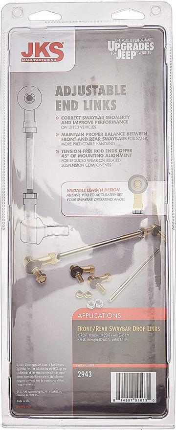 JKS 2943 Rear Adjustable Swaybar End Link Kit for Jeep JK