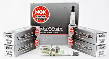 NGK BKR6E V-Power Spark Plug, 6962 Set of 4 Spark Plugs