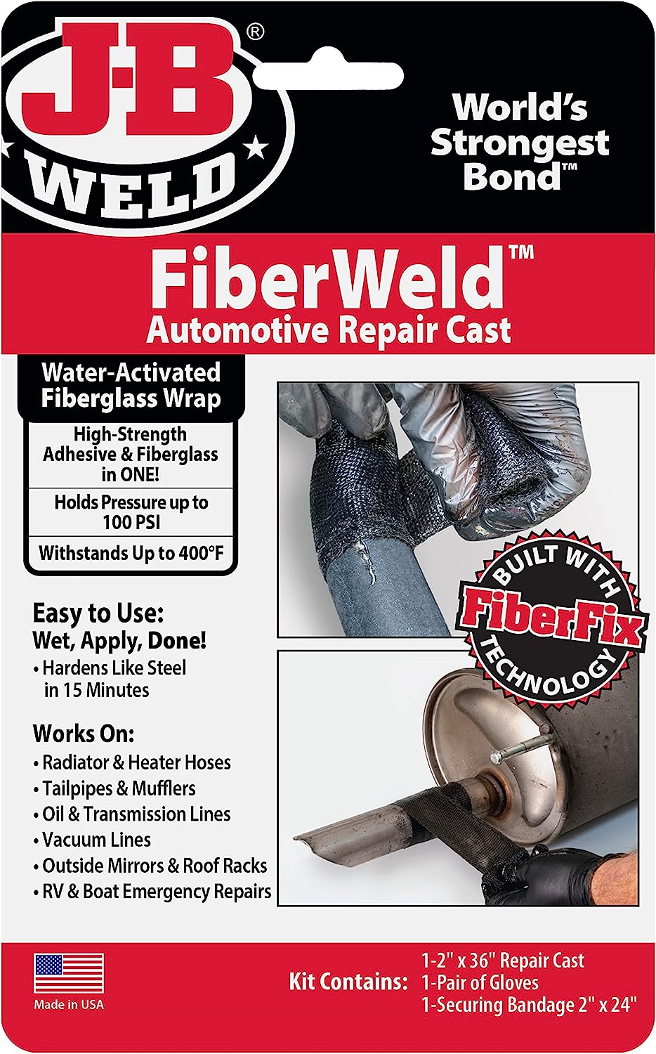 J-B Weld FiberWeld 2" x 36" Automoitve Repair Cast, Black (38237)