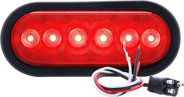 Optronics LED Oval Stop/Turn/Tail Light with Grommet and Plug, Red, 6-Inch