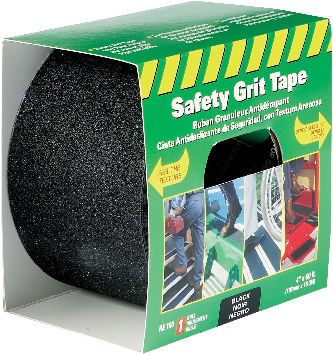Incom RE160 4" X 60' Black Gator Grip Anti Slip Safety Grit Tape