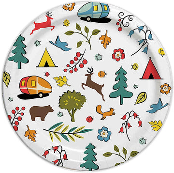 Camp Casual CC-007W10 Into the Woods Eco-Friendly Paper Plates - 10-1/16" Diameter, Pack of 24 Into The Woods 10 1/16" Paper Plates 24ct