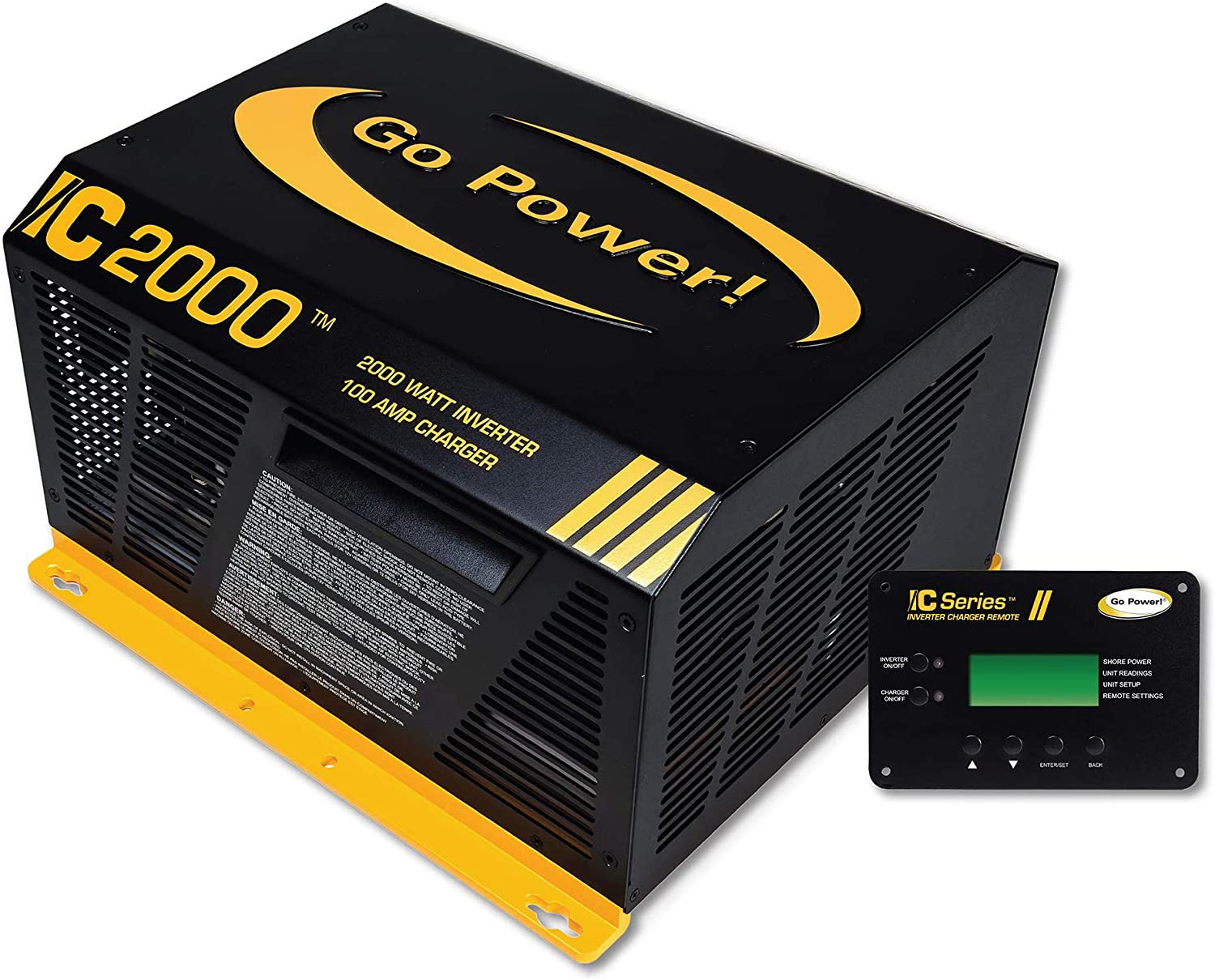 Go Power! GP-IC2000-12-PKG Pure Sine Wave Inverter (2000 Watt with 100 amp Charger Includes ICR-50 Remote)