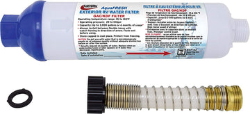 Valterra A01-1131VP AquaFRESH Exterior RV Water Filter Kit with Hose Connections and Hose Saver