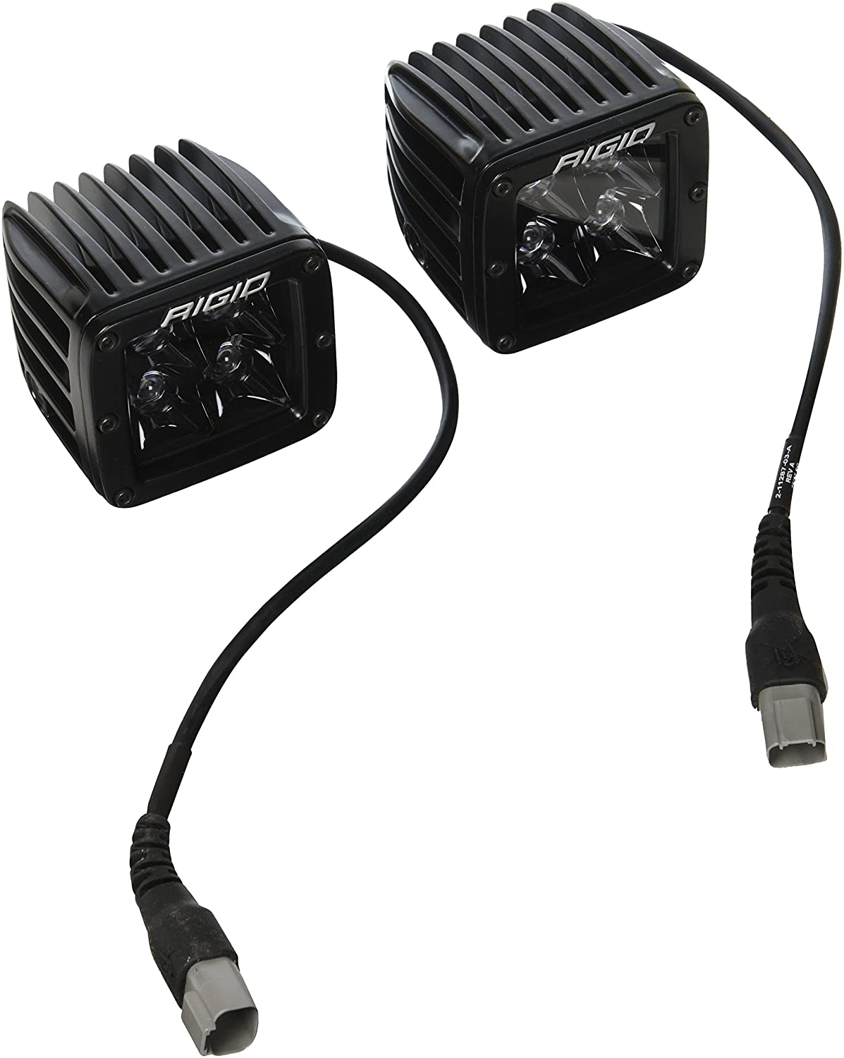 Rigid Industries 202213BLK D-Series Pro Spot Light; Surface Mount; Hybrid; 4 White LEDs; Black Enamel Finish; Midnight Black Square Housing; Pair;