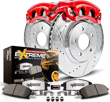 Power Stop KC2069-36 Z36 1-Click Truck and Tow Brake Kit (with Carbon-Ceramic Pads, Drilled and Slotted Rotors and Powder Coated Calipers) Rotors + Pads + Calipers