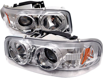 Spyder Auto PRO-YD-CDE00-HL-C GMC Sierra 1500/2500/3500/GMC Sierra Denali Chrome Halo LED Projector Headlight with Replaceable LEDs