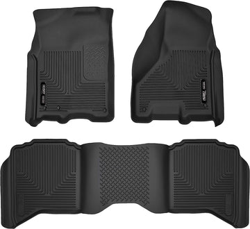 Husky Liners | X-ACT Contour Series | Front & 2nd Seat Floor Liners - Black | 53608 | Fits 2009-2021 Dodge Ram 1500 Classic, 2010-2018 Dodge Ram 2500/3500 Crew Cab w/Automatic Transmission 3 Pcs