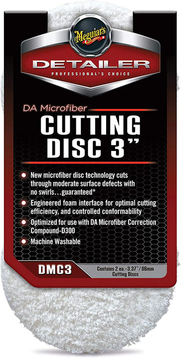 Meguiar's DMC3 3" DA Microfiber Cutting Disc, (Pack of 2)