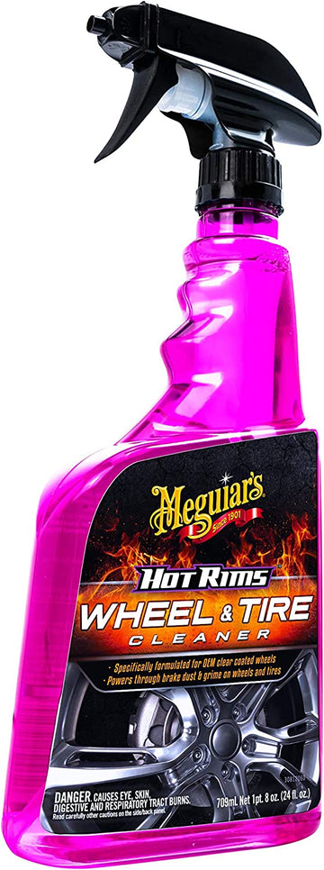 Meguiar's Hot Rims Wheel & Tire Cleaner, Powers Through Brake Dust & Grime - 24 Oz Spray Bottle 24 oz Hot Rims Wheel & Tire Cleaner