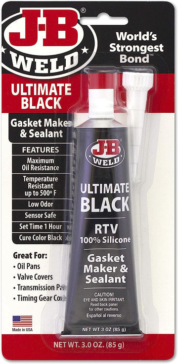 J-B Weld 32329 Ultimate Black RTV Silicone Gasket Maker and Sealant - 3 oz. - Black