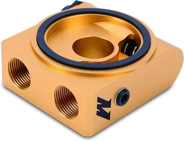 Mishimoto (MMOP-SPTR) Gold Oil Sandwich Plate with Rear-Mounted Thermostat