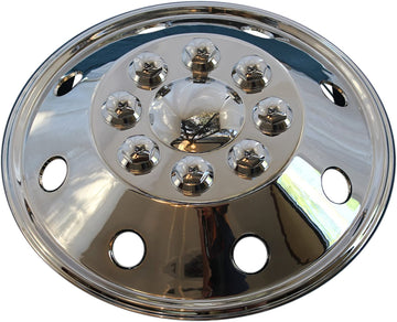 4 Piece Set 16.5" 8 Lug RV Chrome Simulators Steel Wheel Skin Hub Cap Rim Covers