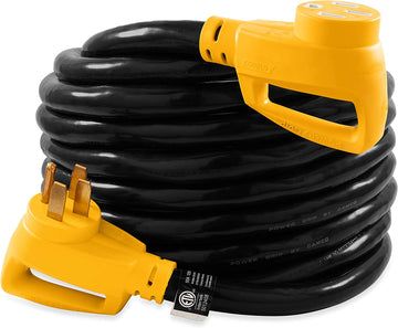 Camco Heavy-Duty 50-Amp RV Extension Cord | Features Power Grip Handles, Copper 6/3 + 8/1-Gauge Wires, and Rated for 125/250 volts/12,500 watts | 30-foot (55195) 30' 50-Amp Cord