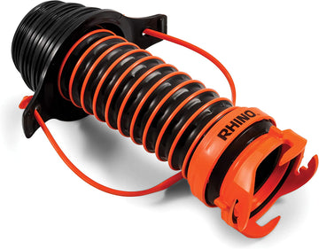 Camco 39319 Flexible 3-in-1 Sewer Hose Seal with RhinoExtreme Hose and Handle- Flexible Fitting Makes Connection to a Sewer Inlet Simple and Less Hands On!, Black, Standard Rhino Sewer Hose Adapter Seal