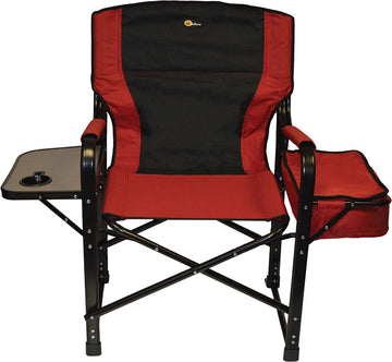 FAULKNER El Capitan Folding Director Chair with Tray and Cooler Bag, Burgundy/Black