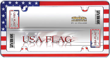 Cruiser Accessories 23003 USA Flag License Plate Frame - Chrome , White , Standard