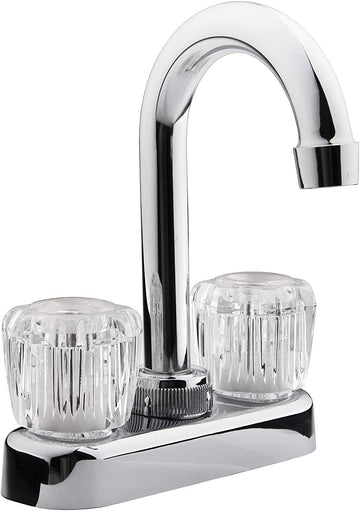 Dura Faucet (DF-PB150A-CP) RV Bar Faucet with Crystal Acrylic Knobs - 6-inch Spout (Chrome)