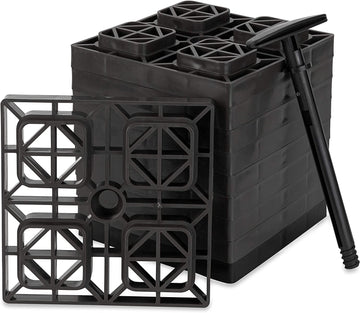 Camco 21024 FasTen 2x2 Leveling Block For Single Tires, Interlocking Design Allows Stacking To Desired Height, Includes Secure T-Handle Carrying System, Brown (Pack of 10) Single Tires Brown