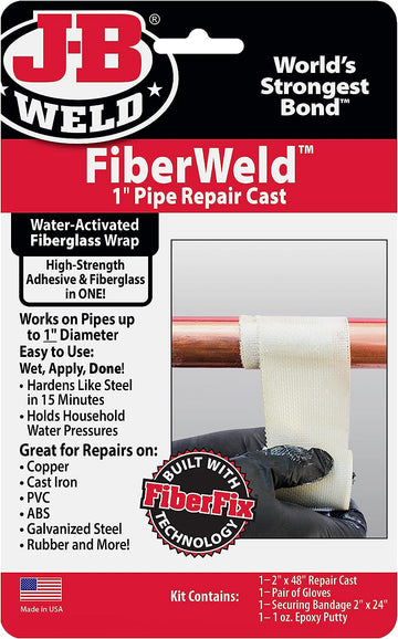 FiberWeld Pipe Repair Cast 2x48 Inch – High Strength Adhesive Fiberglass Wrap – White