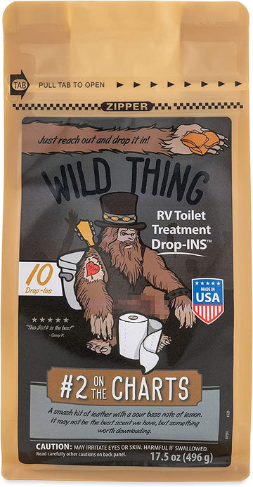 Camco 41472 Wild Thing RV Toilet Treatment Drop-Ins, #2 On the Charts - Pack of 10
