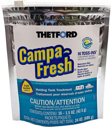Thetford Campa-Fresh Ocean Breeze Scent RV Holding Tank Treatment, Formaldehyde Free, Waste Digester, Septic Tank Safe, 16 Count Toss-Ins (96698)