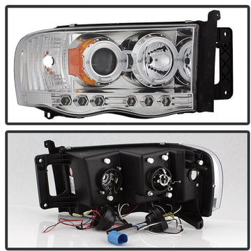 Spyder PRO-YD-DR02-HL-C Dodge Ram Halo LED Chrome Projector Headlights Assembly (Sold in Pairs)