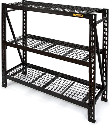 Dewalt 4-Foot Tall, 3 Shelf Steel Wire Deck Industrial Storage Rack, Adjustable for Custom Workshop/Garage Storage Solutions, Total Capacity: 4,500 lbs. 4ft - Wire Deck Black