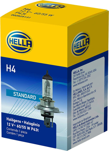 HELLA H4 Standard Halogen Bulb, 12 V, 60/55W Standard / Base P43t - 60/55W Single Box
