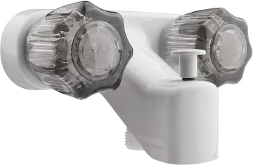 Dura Faucet (DF-SA110S-WT) RV Tub & Shower Faucet Valve Diverter with Smoked Acrylic Knobs (White)